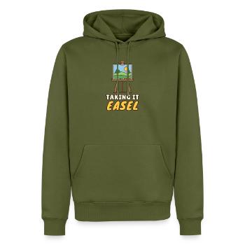 Staffelei nehmen - Männer Premium Bio Hoodie - Khaki - Vorne - Nico (187cm)