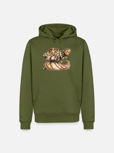 Wald-Herbsthexe mit Bernstein-Hexenstab - Männer Premium Bio Hoodie - Khaki