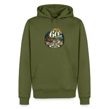 60 Jahre Schritt für Schritt Weiter - Männer Premium Bio Hoodie - Khaki - Vorne - Nico (187cm)