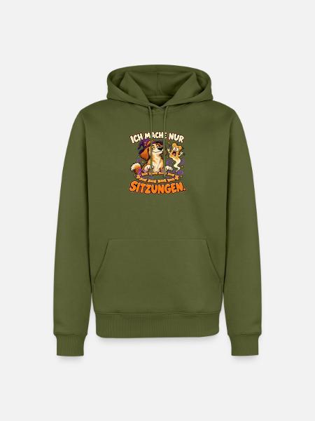 Ich mache nur Sitzungen – Halloween Comic-Hund - Männer Premium Bio Hoodie - Khaki