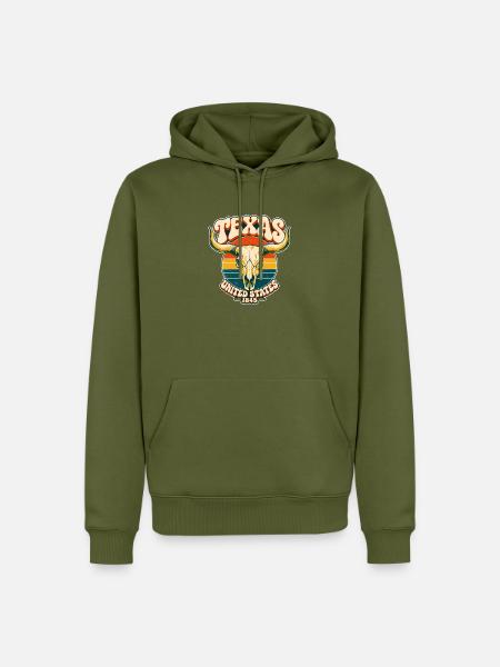 Texas Retro Sonnenuntergang - Männer Premium Bio Hoodie - Khaki