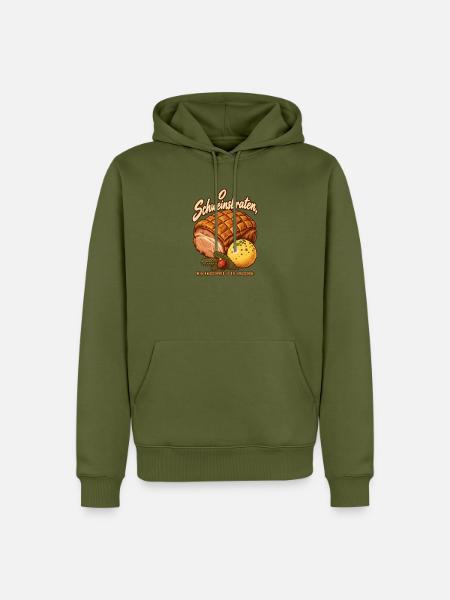 O Schweinsbraten knuschprige Kruste - Männer Premium Bio Hoodie - Khaki