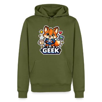 ICH BIN EIN NERD - Renard Coffee - Männer Premium Bio Hoodie - Khaki - Vorne - Nico (187cm)