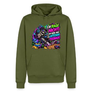 Ich rage nicht – Gaming Skelett Meme - Männer Premium Bio Hoodie - Khaki - Vorne - Nico (187cm)
