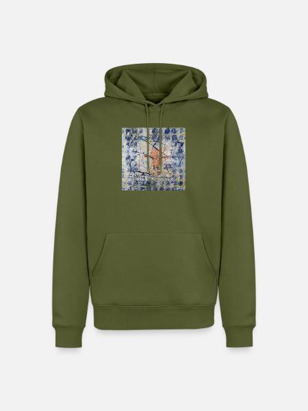 Orange Kuh im Splatter-Abstract - Männer Premium Bio Hoodie - Khaki