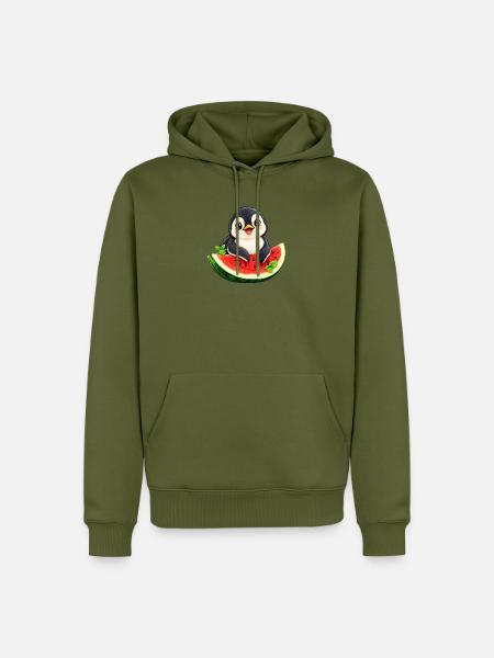 Süßer Cartoon Pinguin Melone Sommer - Männer Premium Bio Hoodie - Khaki