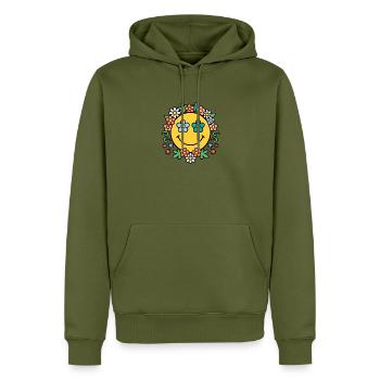 Blumenkranz Sonnenschein - Männer Premium Bio Hoodie - Khaki - Vorne - Nico (187cm)