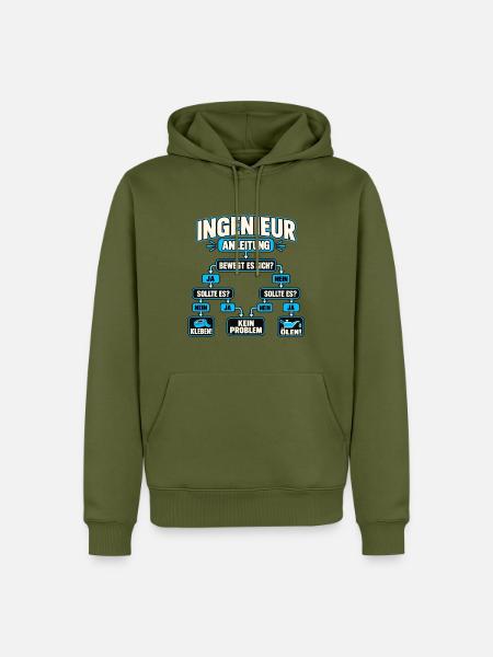 Ingenieur Anleitung – Kleben oder ölen - Männer Premium Bio Hoodie - Khaki