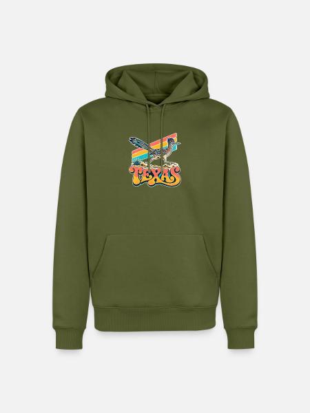 Texas Roadrunner Retro Neon - Männer Premium Bio Hoodie - Khaki