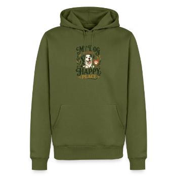 Mein Hund ist mein Glücksort – Design für Hundeliebhaber - Männer Premium Bio Hoodie - Khaki - Vorne - Nico (187cm)