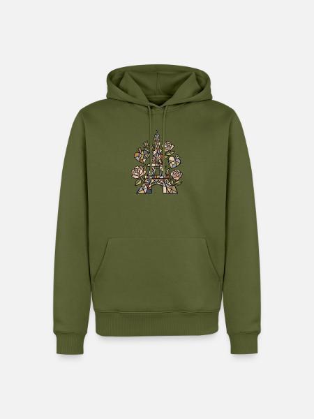 Eiffel im Mosaik mit Rosen - Männer Premium Bio Hoodie - Khaki