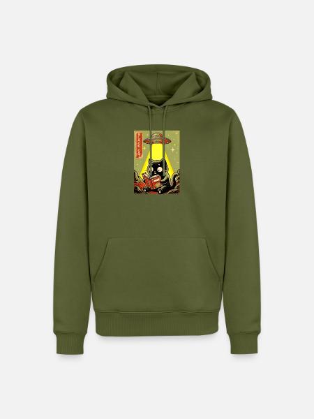 Leseabend unter UFO Lichtkatze - Männer Premium Bio Hoodie - Khaki