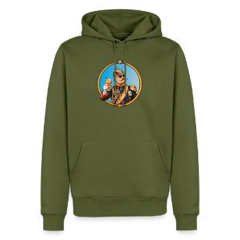 Kaiser Wilhelm mit Sonnenbrille und Cocktail - Männer Premium Bio Hoodie - Khaki - Vorne - Nico (187cm)