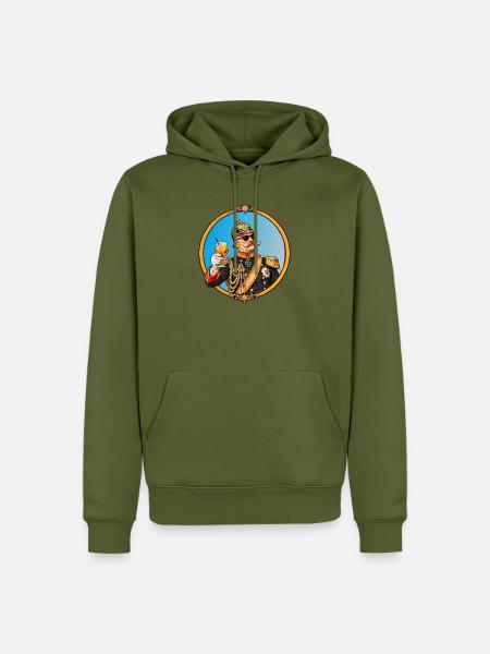 Kaiser Wilhelm mit Sonnenbrille und Cocktail - Männer Premium Bio Hoodie - Khaki