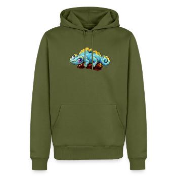 Jaszczurka_SpokoLoko - Männer Premium Bio Hoodie - Khaki - Vorne - Nico (187cm)