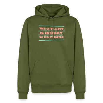 History Has So Many Dates Geschichte Wortspiel - Männer Premium Bio Hoodie - Khaki - Vorne - Nico (187cm)