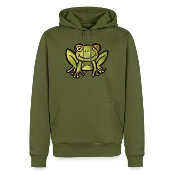 Aquarell Frosch-Anhänger - Männer Premium Bio Hoodie - Khaki - Vorne - Nico (187cm)