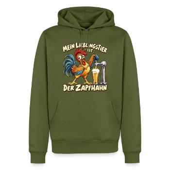 Mein Lieblingstier ist der Zapfhahn – Lustiger Bie - Männer Premium Bio Hoodie - Khaki - Vorne - Nico (187cm)