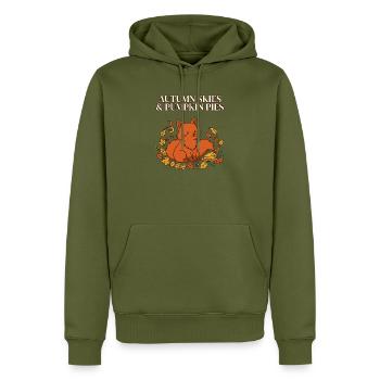 Herbsthimmel und Kürbiskuchen Herbstfuchs - Männer Premium Bio Hoodie - Khaki - Vorne - Nico (187cm)
