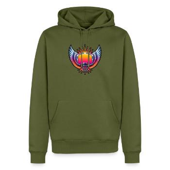Basketball Korb Flügel Retro 80s Vintage T-Shirt - Männer Premium Bio Hoodie - Khaki - Vorne - Nico (187cm)