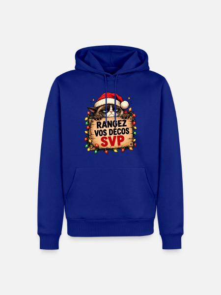 Katze Weihnachten hält Schild Bitte - Männer Premium Bio Hoodie - Royalblau