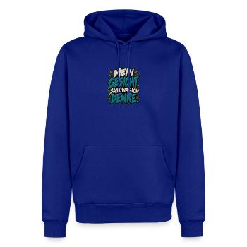 Mein Gesicht sagt, was ich denke - Männer Premium Bio Hoodie - Royalblau - Vorne - Nico (187cm)