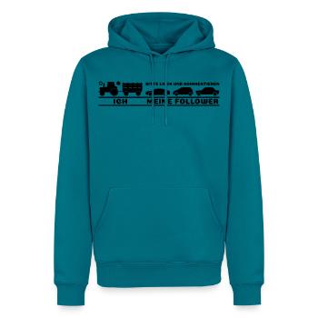 Ich meine Follower Liken und Kommentieren Landwirt - Männer Premium Bio Hoodie - Petrol - Vorne