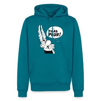 Asterix & Obelix – Asterix 'Du hast Angst!' - Männer Premium Bio Hoodie - Petrol - Vorne