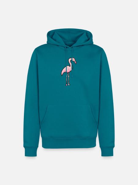 Aquarell Flamingo Pink Silhouette - Männer Premium Bio Hoodie - Petrol