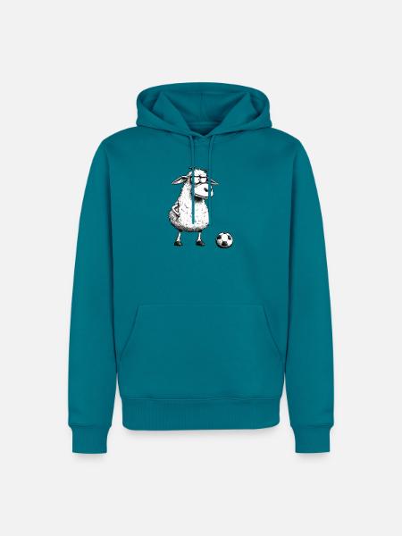Schaf Fussballer - Männer Premium Bio Hoodie - Petrol