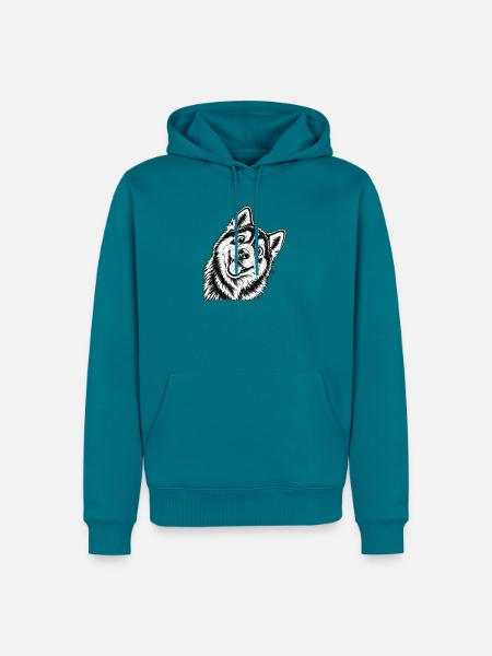 Fröhliche Husky Design - Männer Premium Bio Hoodie - Petrol