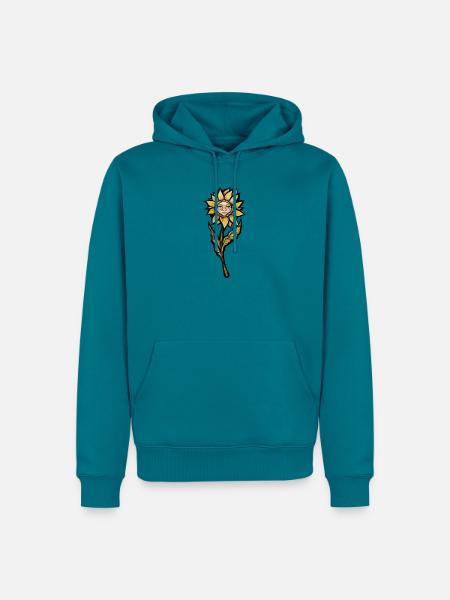 Sonnenblumengesicht-Blütenkunst - Männer Premium Bio Hoodie - Petrol