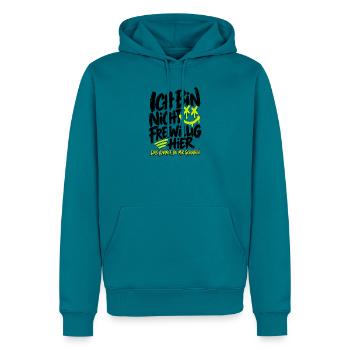 Ich bin nicht freiwillig hier – Lustiger Spruch - Männer Premium Bio Hoodie - Petrol - Vorne