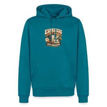 Espresso statt Hass – Team Demokratie Büro - Männer Premium Bio Hoodie - Petrol - Vorne