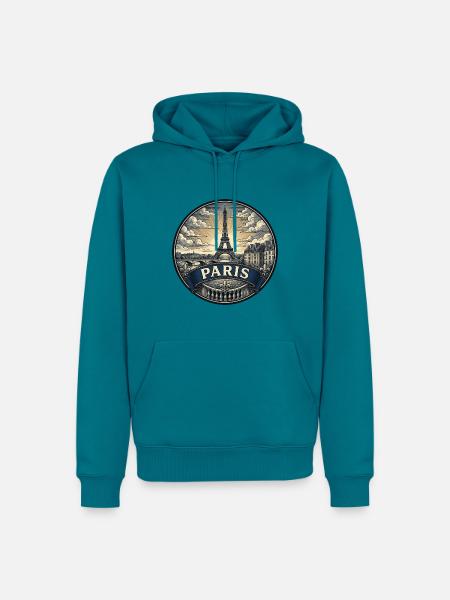 Paris, Frankreich Reiseabzeichen Eiffelturm-Souvenir - Männer Premium Bio Hoodie - Petrol