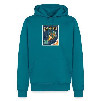EW, Leute UFO-Cartoon - Männer Premium Bio Hoodie - Petrol - Vorne