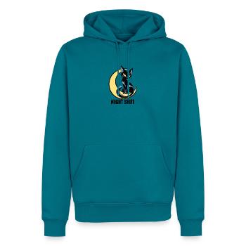 Mondkatze Nachtlicht - Männer Premium Bio Hoodie - Petrol - Vorne