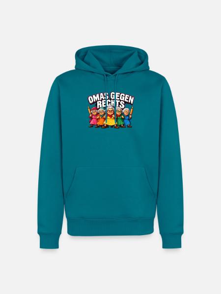 Omas Gegen Rechts Karikatur - Männer Premium Bio Hoodie - Petrol