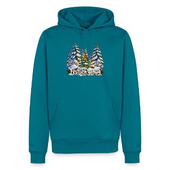 Festlich genug im Winterwald - Männer Premium Bio Hoodie - Petrol - Vorne
