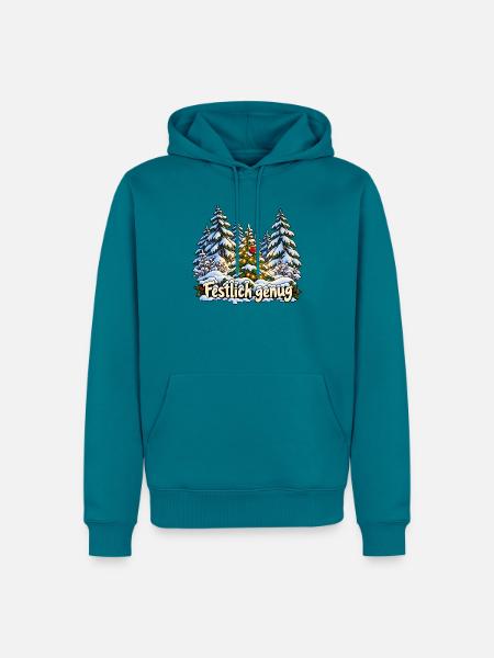 Festlich genug im Winterwald - Männer Premium Bio Hoodie - Petrol