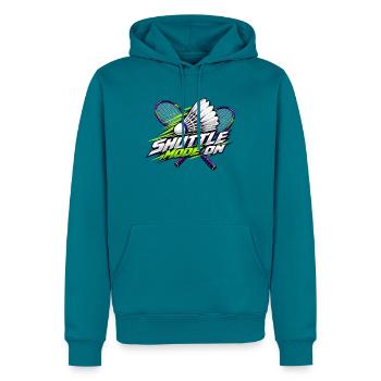 Shuttle-Modus an: Badminton - Männer Premium Bio Hoodie - Petrol - Vorne