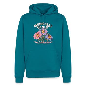 Medically Gaslit Blumen Medical Mystery Club Humor - Männer Premium Bio Hoodie - Petrol - Vorne