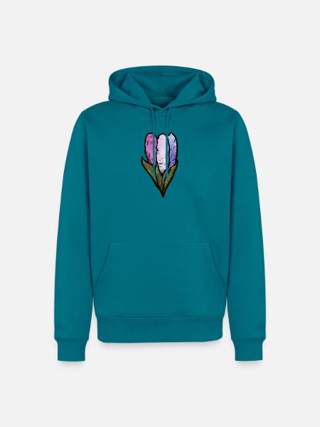 Pastell-Baumwollblumen-Trio - Männer Premium Bio Hoodie - Petrol