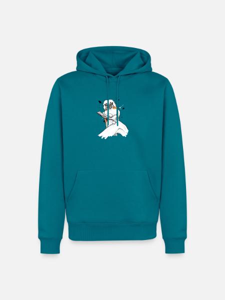 Lemur auf Ast - Männer Premium Bio Hoodie - Petrol
