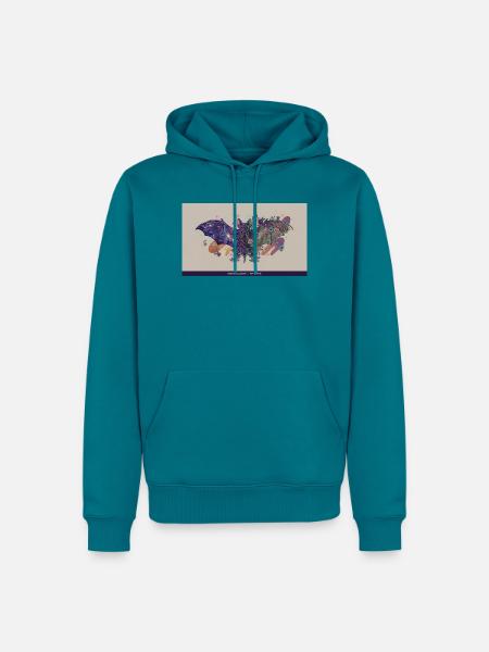 Kosmische Fledermaus Blumen - Männer Premium Bio Hoodie - Petrol