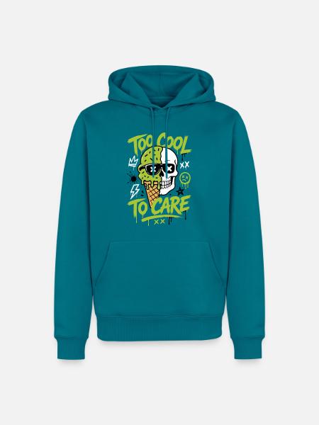 Eis-Totenkopf – Too Cool to Care - Männer Premium Bio Hoodie - Petrol