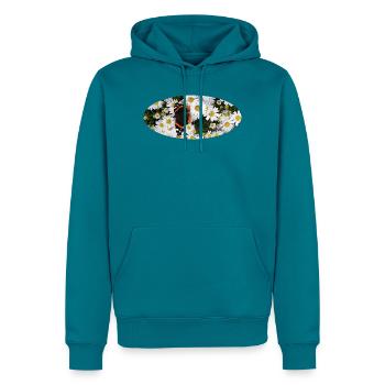 Red Admiral Butterfly auf Asters - Männer Premium Bio Hoodie - Petrol - Vorne