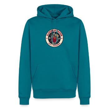 Glühwein Saison Weihnachtsmarkt Retro Badge - Männer Premium Bio Hoodie - Petrol - Vorne