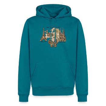 Abenteuerliche Liebe unter Denkmälern - Männer Premium Bio Hoodie - Petrol - Vorne