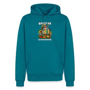 Gärtner 70 Jahre Auch Unkraut und Schnecken - Männer Premium Bio Hoodie - Petrol - Vorne